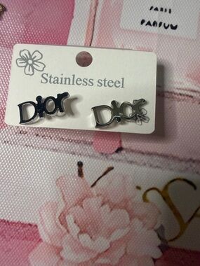 Stainless steel Logo Stud Earrings — Silver